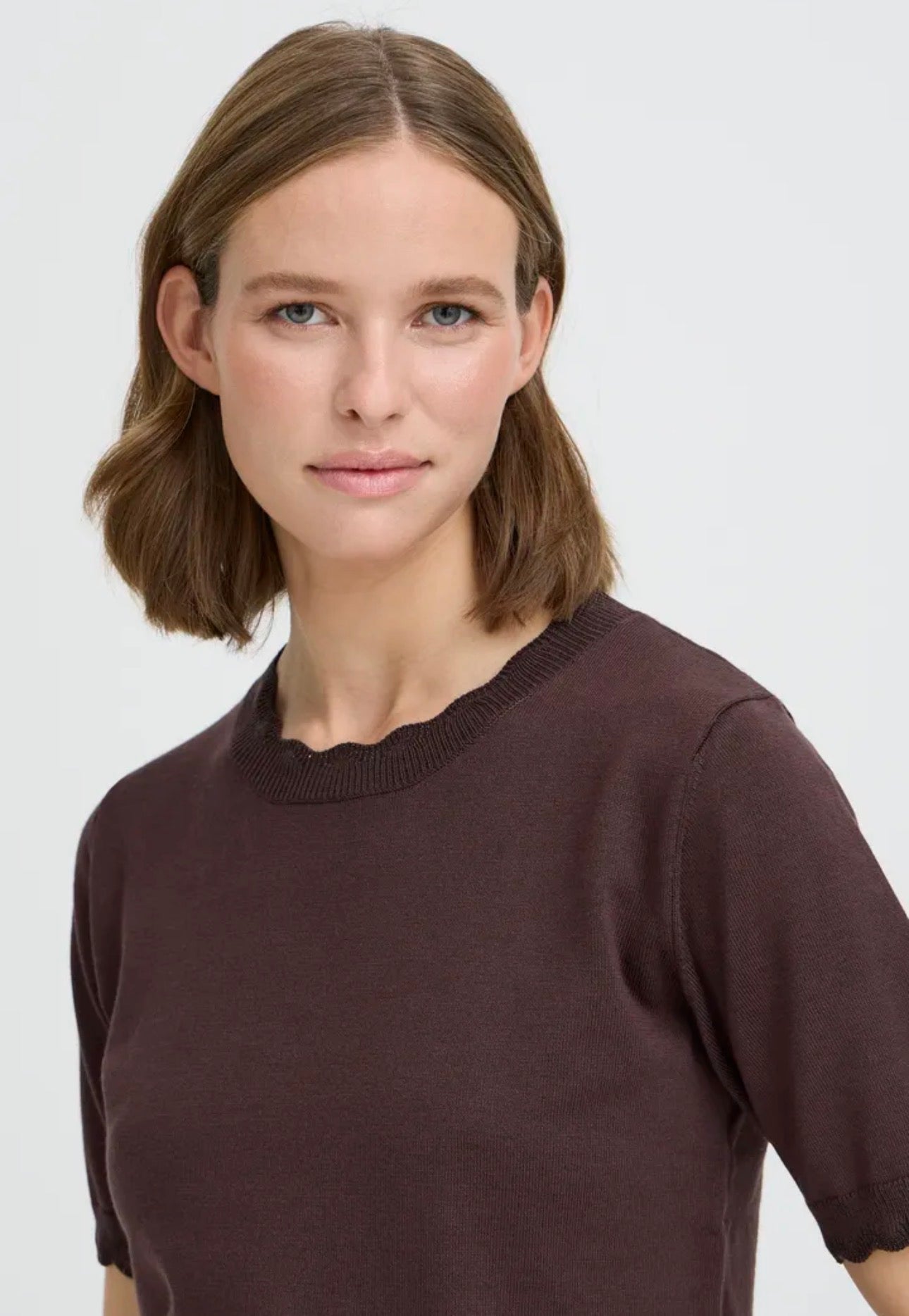 B YOUNG MMORLA LUREX SS JUMPER - JAVA BROWN