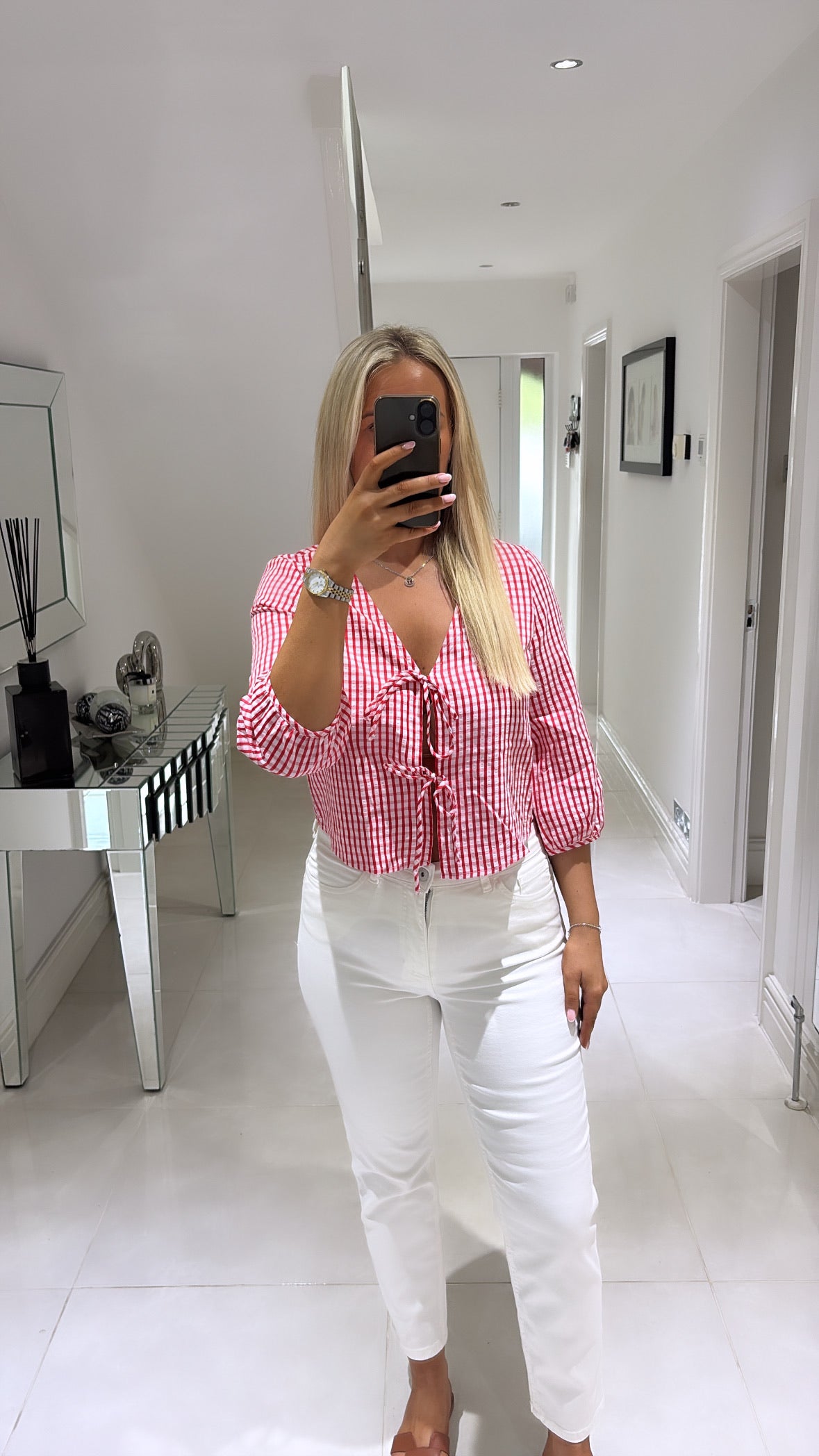 VERO MODA CAMILLA 3/4 TIE TOP PINK-A-BOO