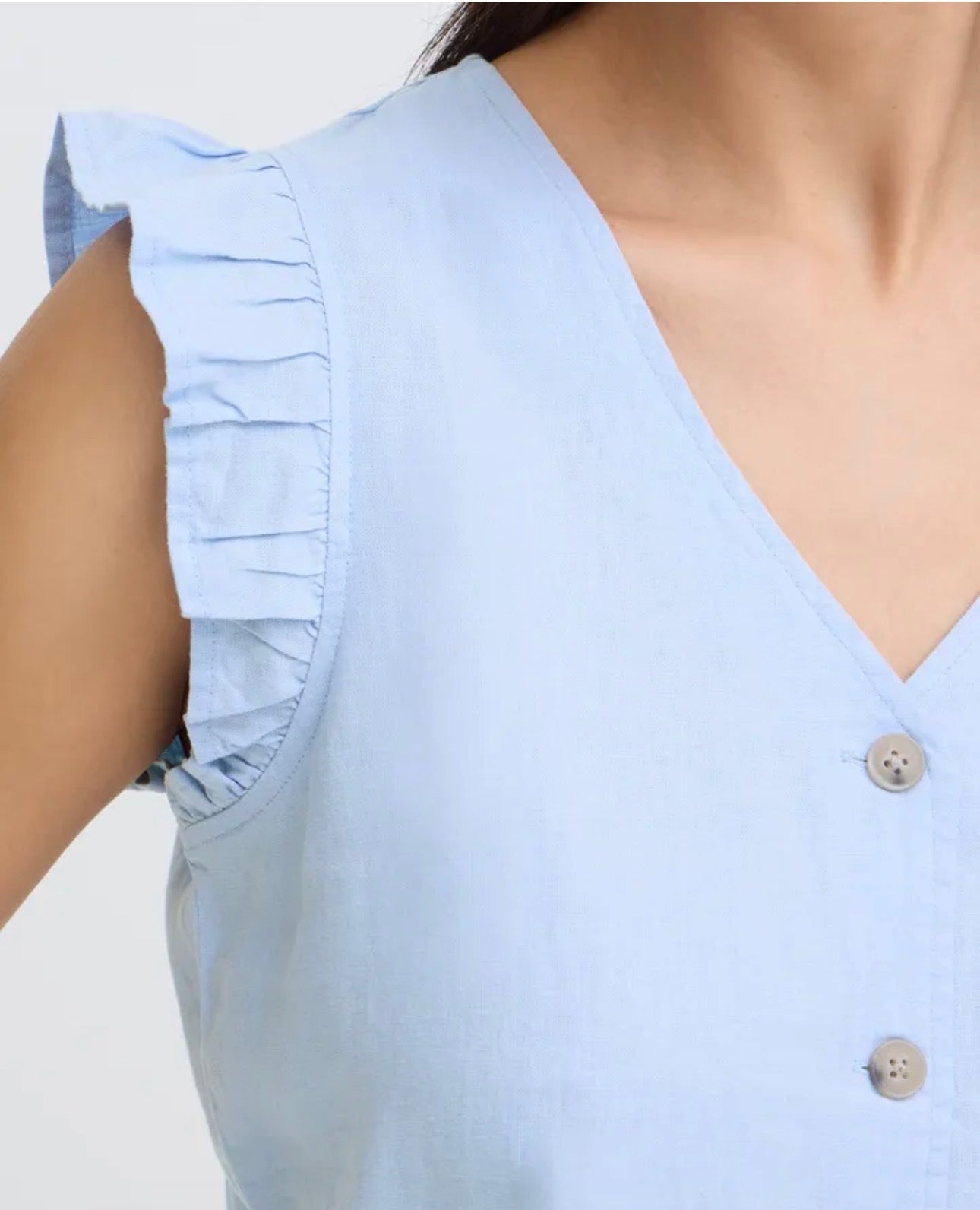 B YOUNG FALAKKA RUFFLE SHIRT 20816604 WINDSURFER BLUE