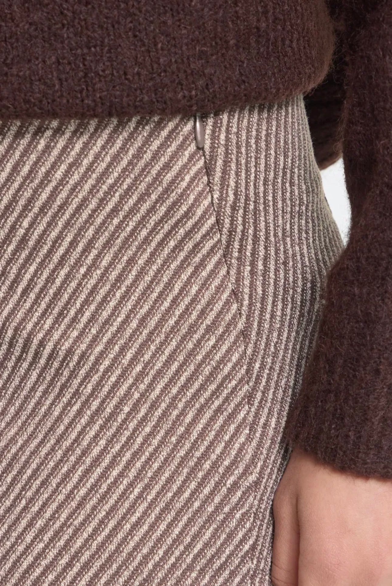 ICHI KATE TWILLISH WIDE LEG TROUSERS - JAVA/ALMOND MILK