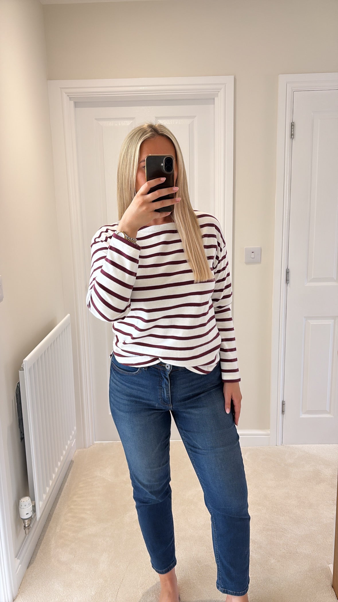 B YOUNG RAMSI PULLOVER - FIG STRIPE