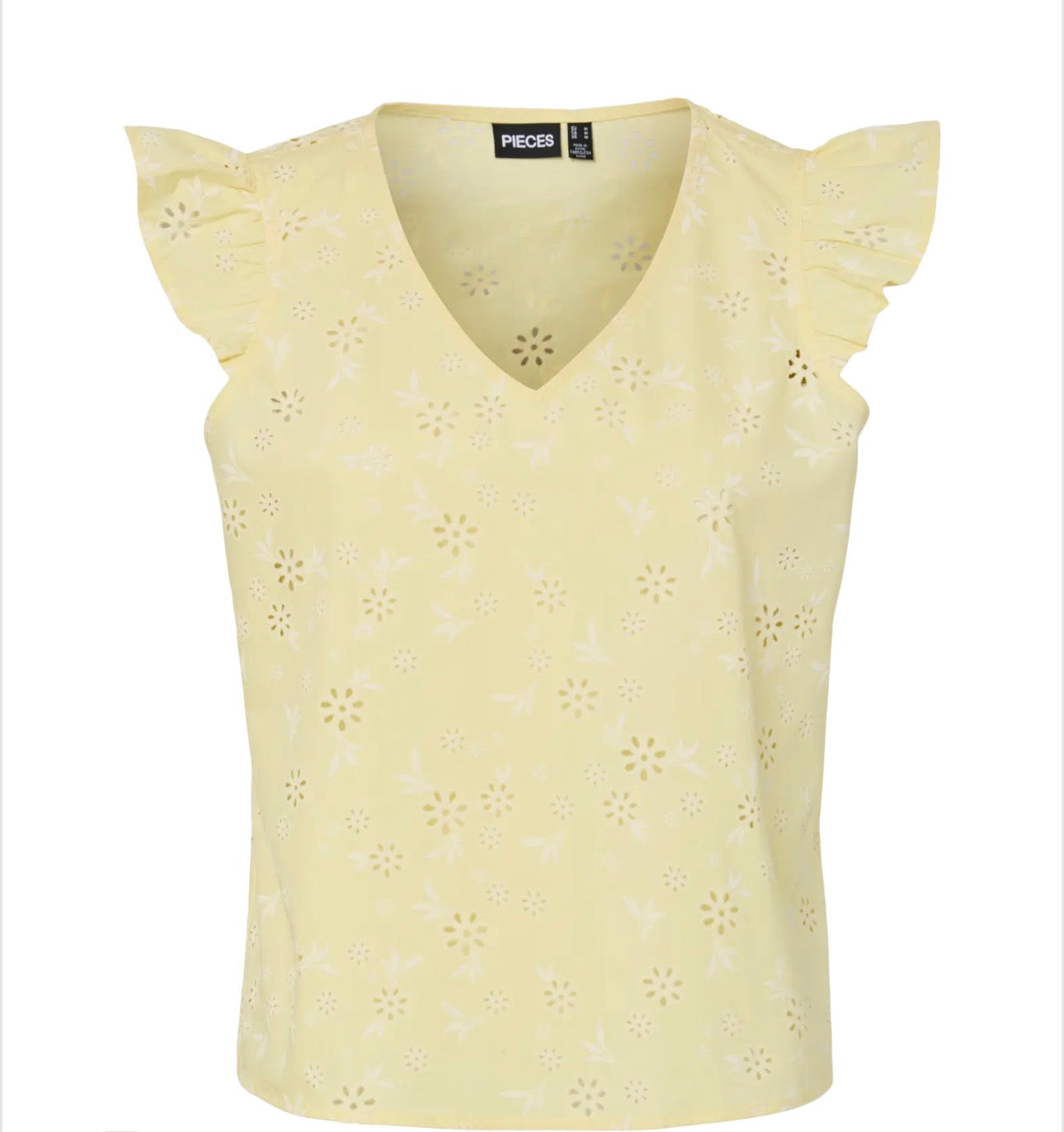 PIECES BANNA SLEEVELESS V-NECK TOP FRENCH VANILLA
