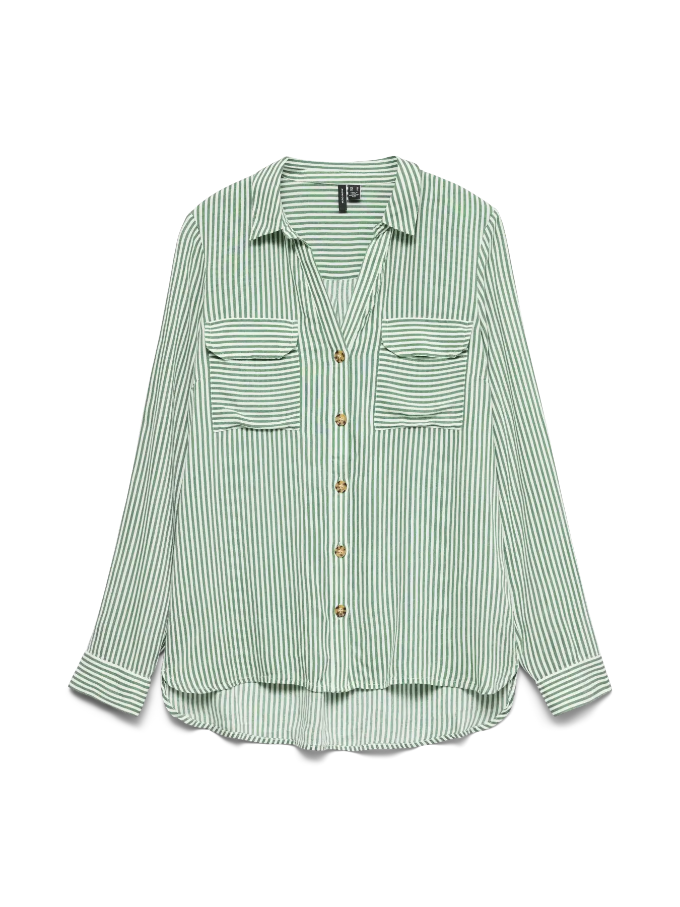 VERO MODA BUMPY LS SHIRT 10275283 MISTLETOE GREEN / SNOW WHITE