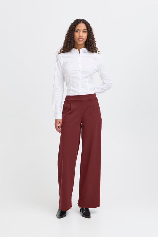 ICHI KATE LONG WIDE LEG TROUSERS PORT ROYALE 20118337