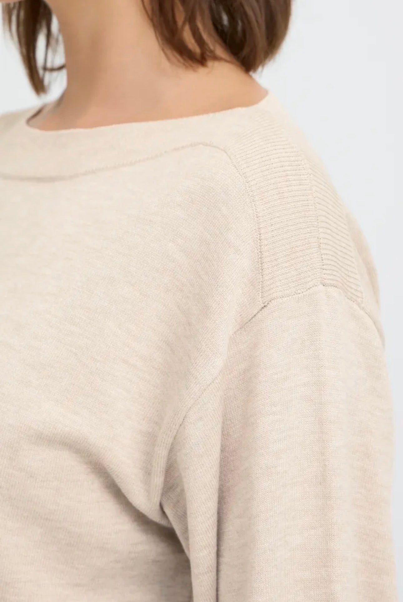 ICHI LULS BOATNECK LS PULLOVER - OATMEAL MELANGE