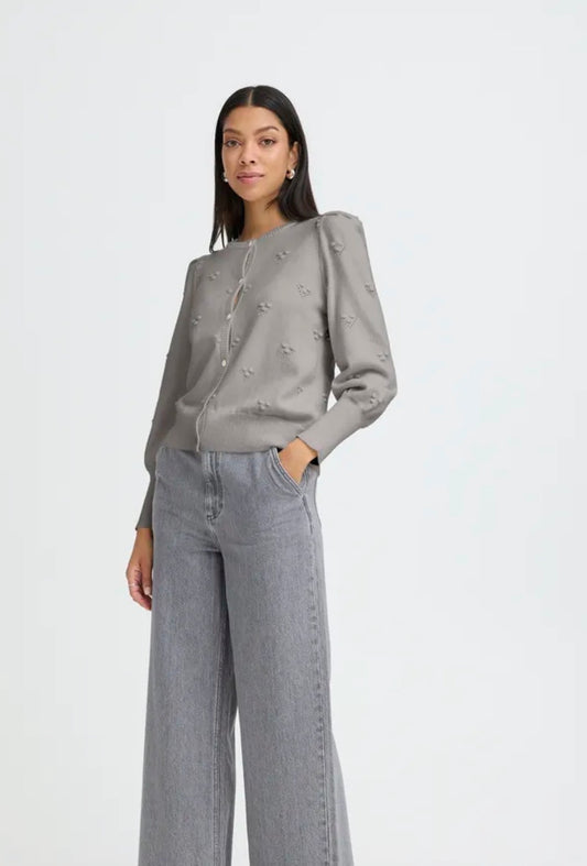 B YOUNG MANINA STRUCTURE CARDIGAN - MID GREY MELANGE