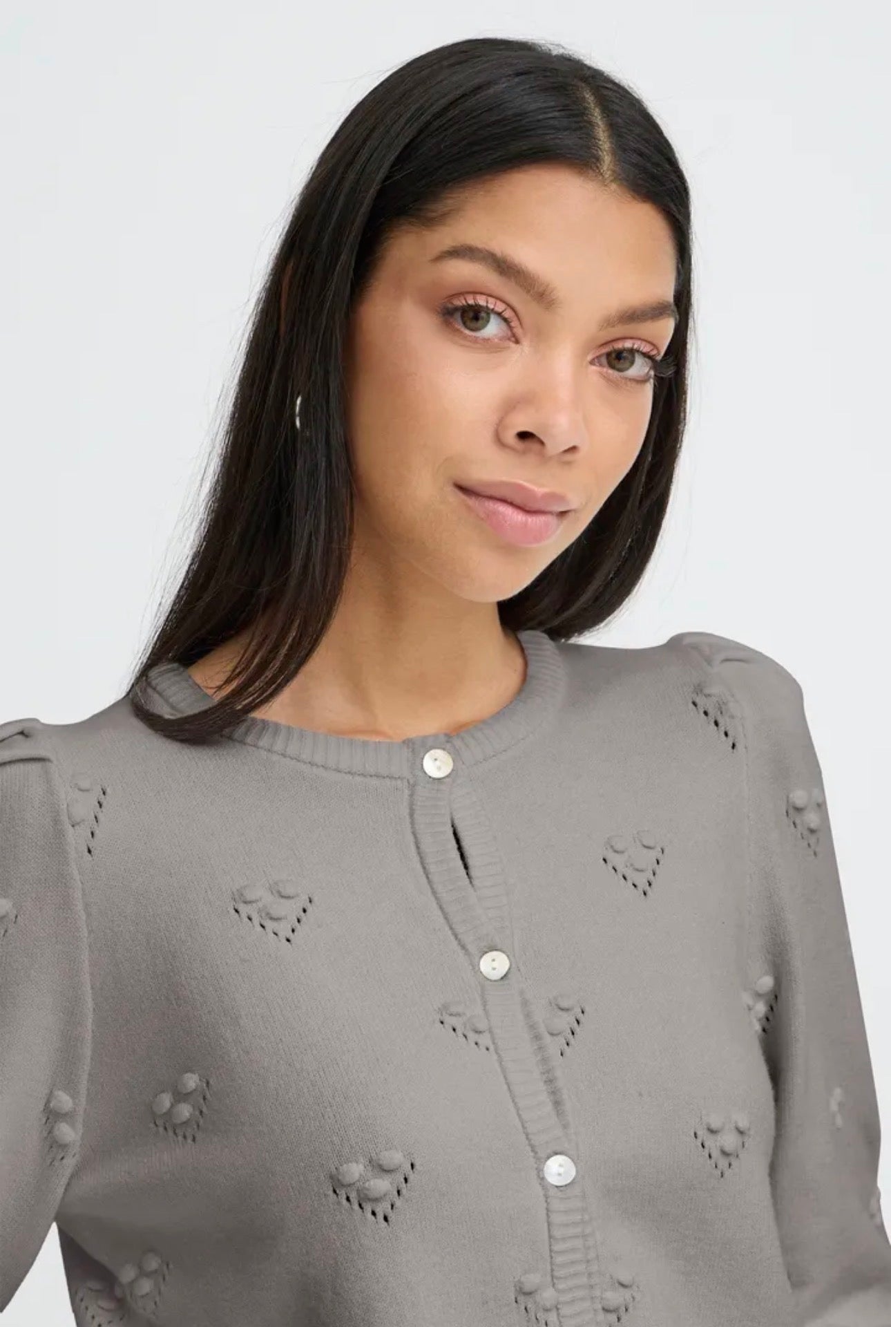 B YOUNG MANINA STRUCTURE CARDIGAN - MID GREY MELANGE