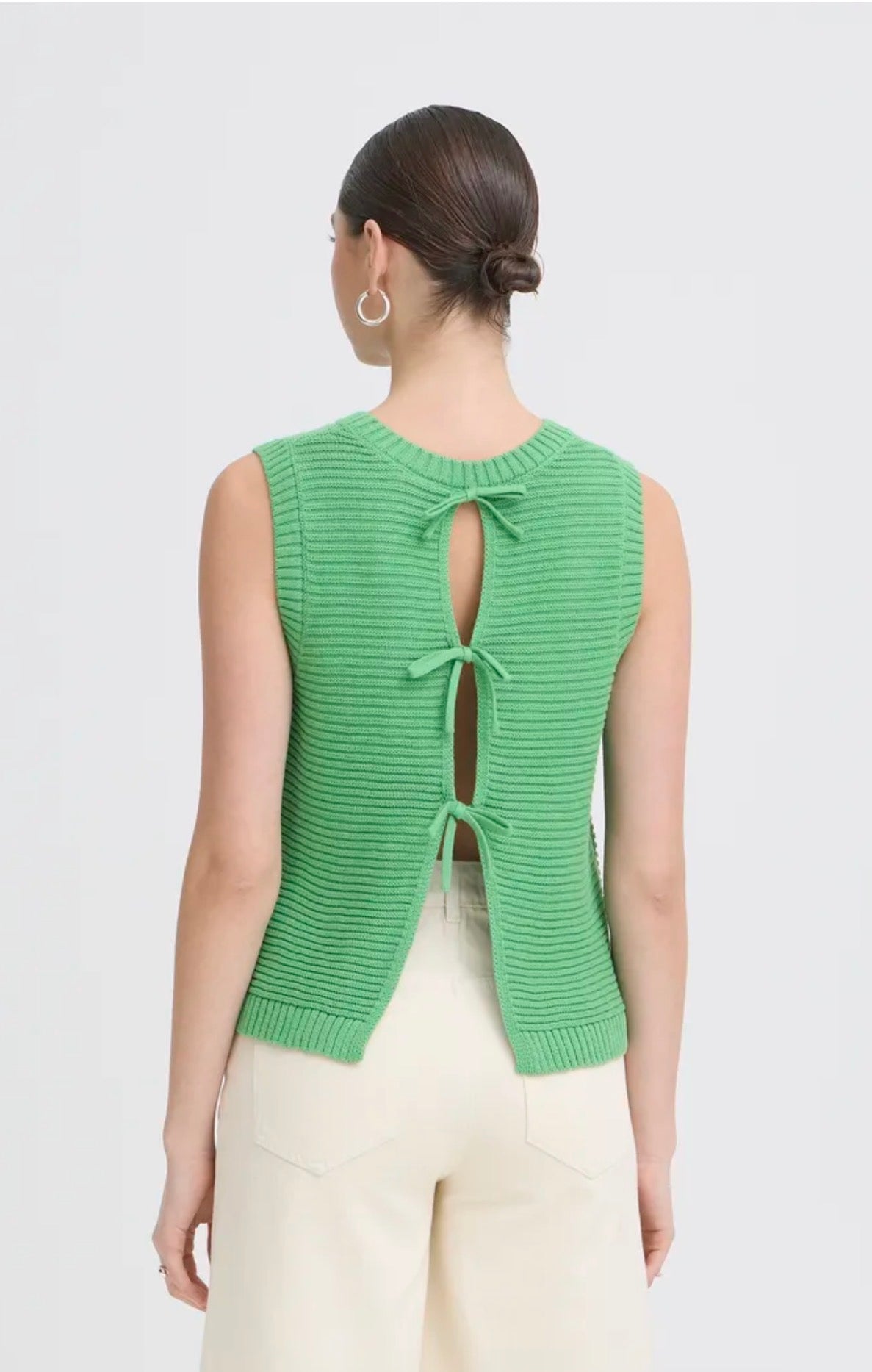 ICHI DOTTIES TIE TOP 20125352 GREENBRIAR