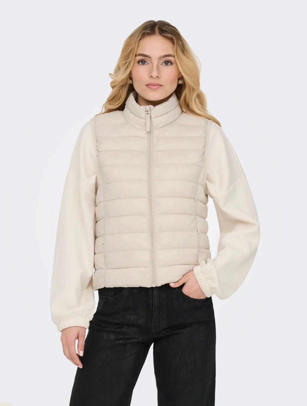 ONLY TAHIA LW QUILTED WAISTCOAT - PUMICE STONE