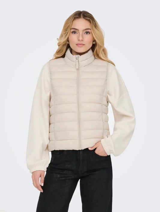 ONLY TAHIA LW QUILTED WAISTCOAT - PUMICE STONE