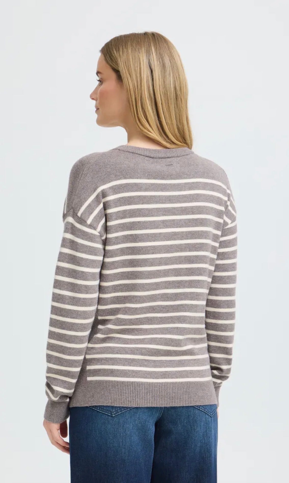 PULZ STEFFI STRIPE PULLOVER - CHOCOLATE BROWN