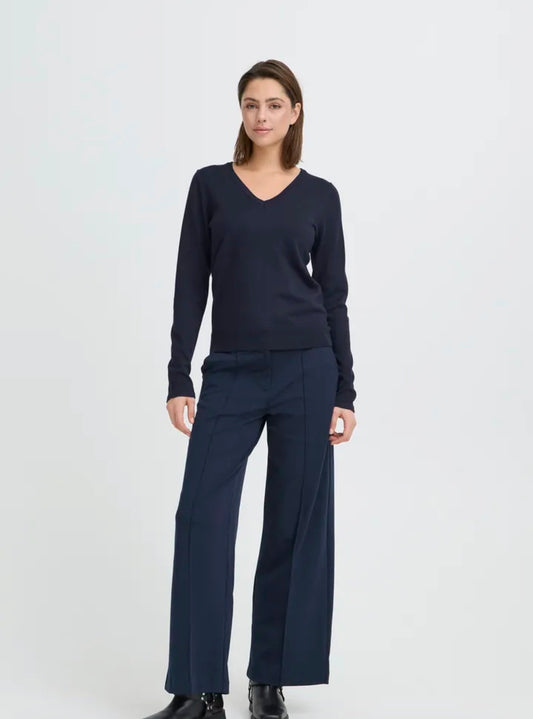 ICHI LULS V-NECK LS JUMPER - TOTAL ECLIPSE