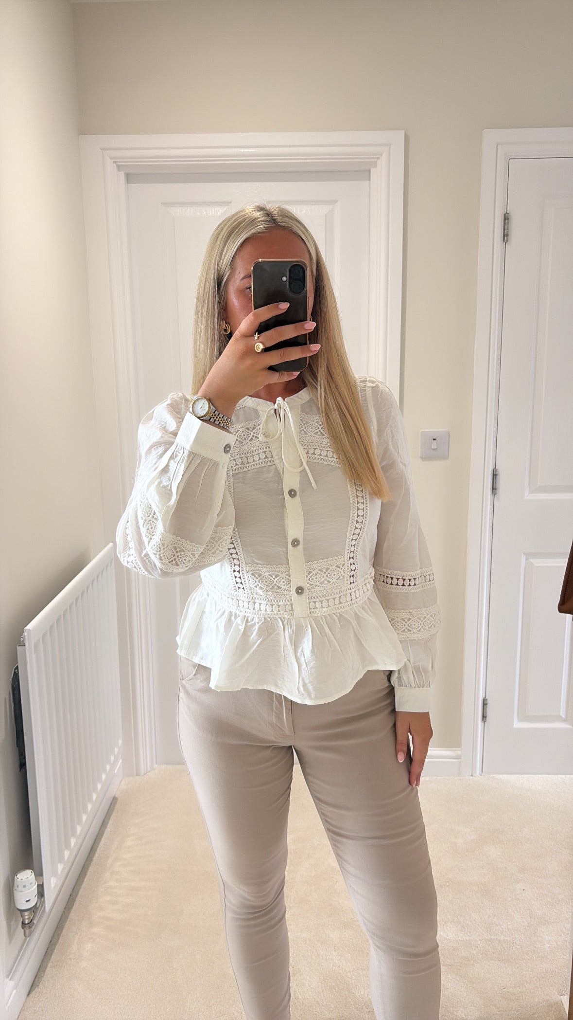 VERO MODA JULES LS TAPE TOP SNOW WHITE