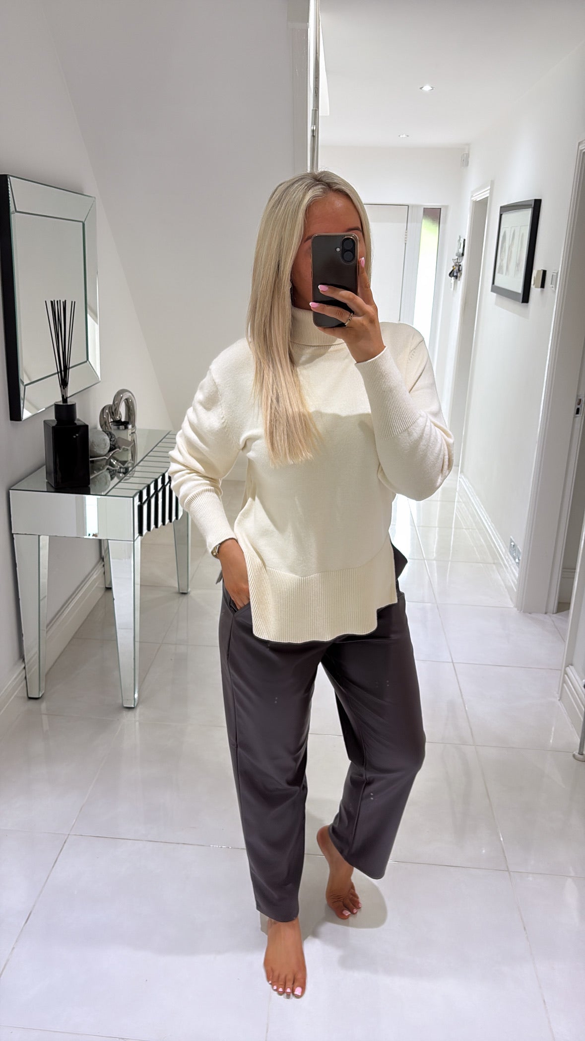 PULZ STEFFI TURTLENECK PULLOVER - BIRCH MELANGE