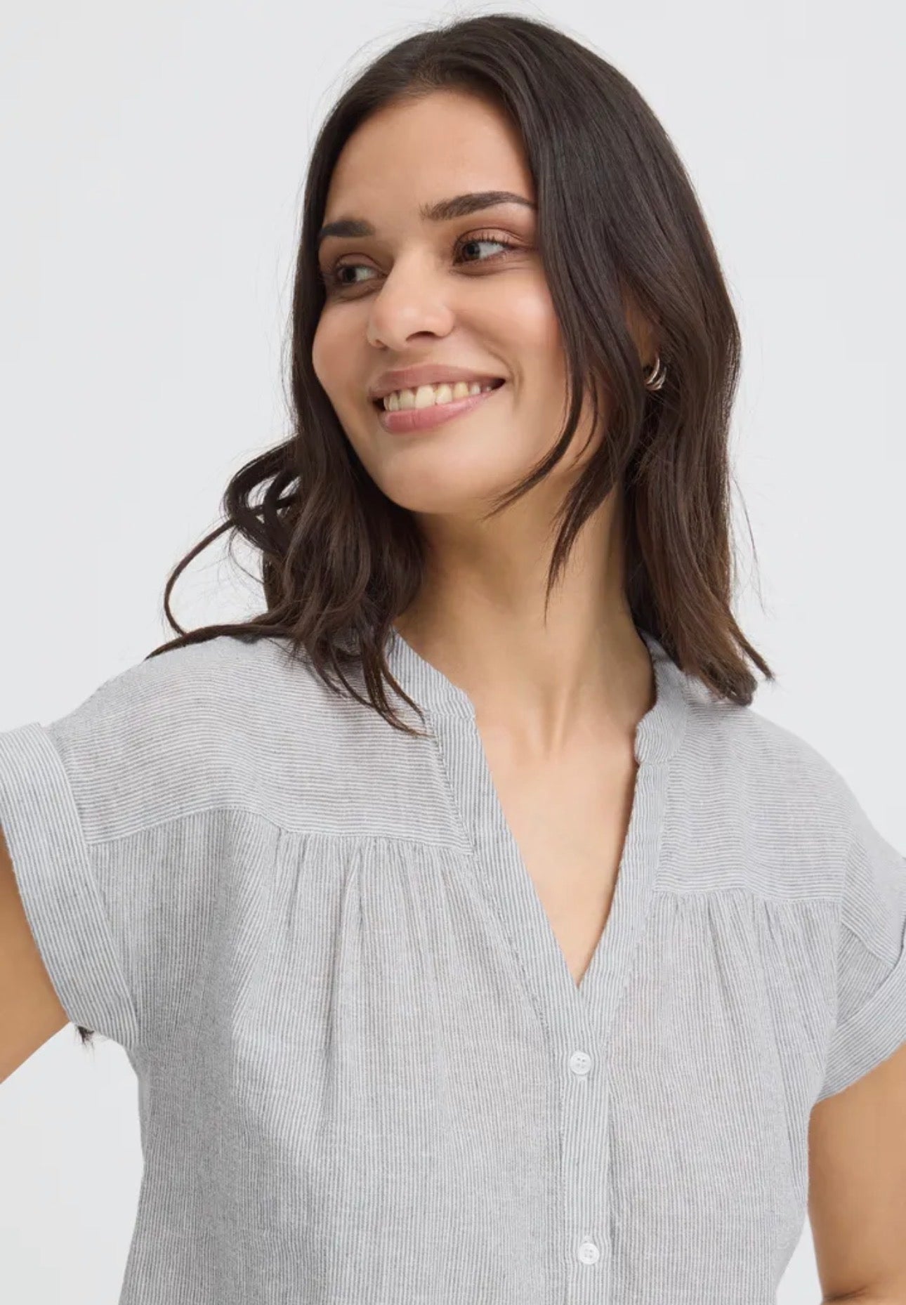 B YOUNG IZOLA SHIRT in VETIVER STRIPE