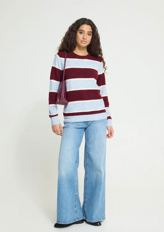 ICHI EDEEN LS JUMPER - RHODODENDRON/ WHITE/BLUE