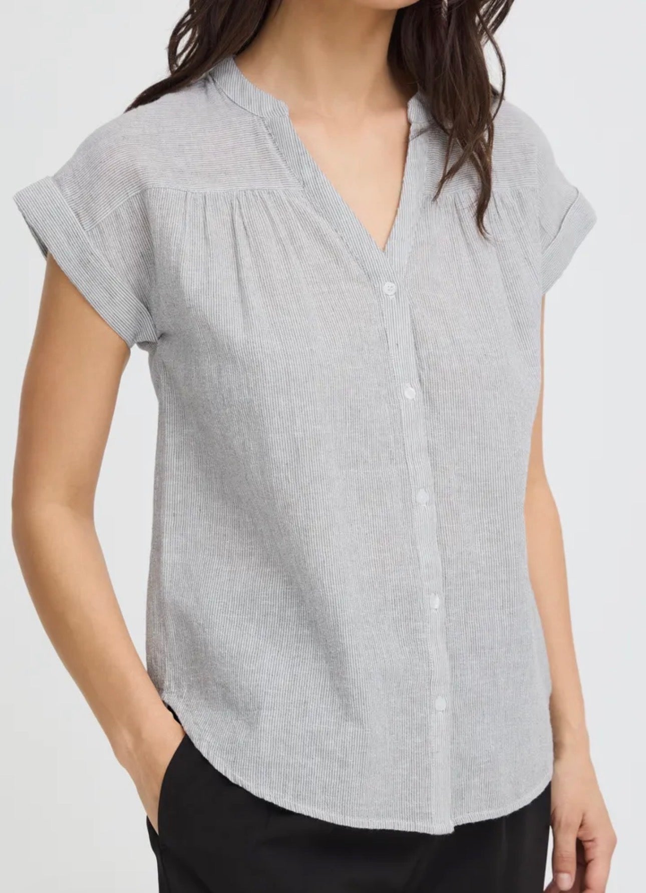 B YOUNG IZOLA SHIRT in VETIVER STRIPE