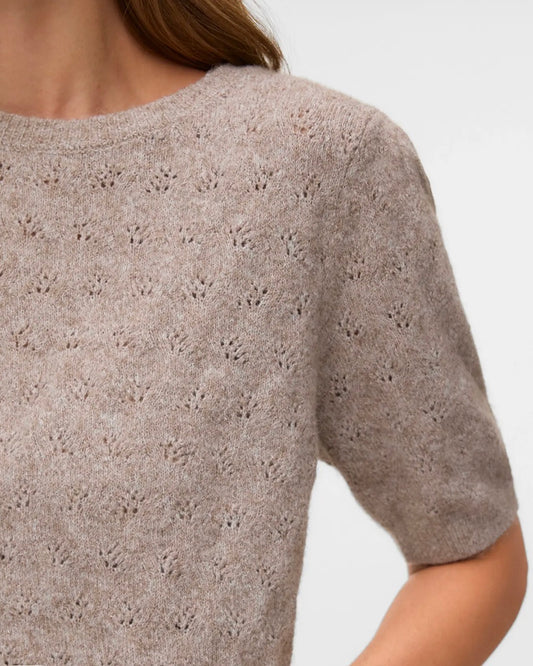 VERO MODA DOFFY STITCH 2/4 PULLOVER - MOON ROCK MELANGE
