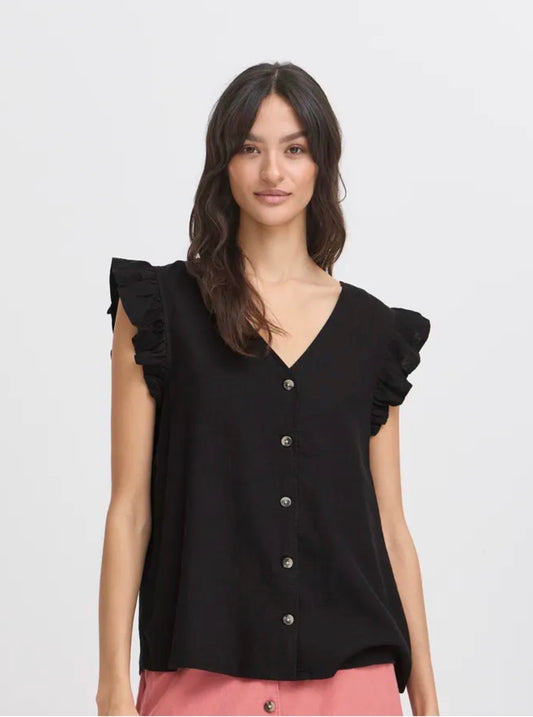 B YOUNG FALAKKA RUFFLE SHIRT 20816604 BLACK