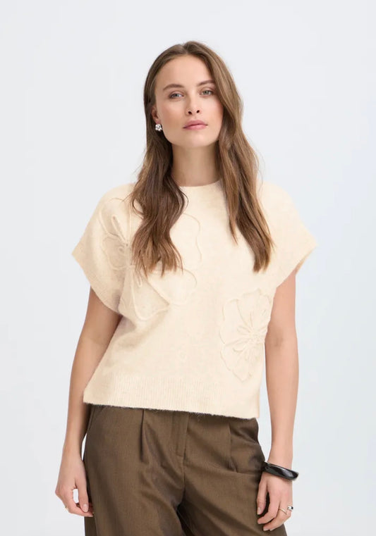 B YOUNG OMEA DECO SLIPOVER TOP - BIRCH MELANGE