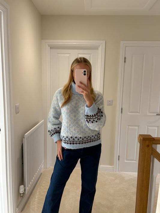 ONLY CARO ROLLNECK LS KNIT - CASHMERE BLUE/BIRCH/COFFEE