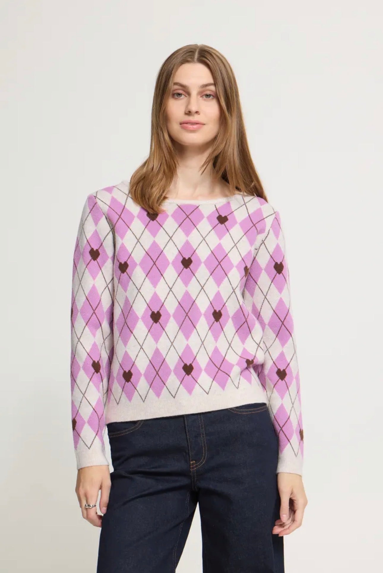 ICHI BRIELLE LS JUMPER - OATMEAL MELANGE / HARLEKIN