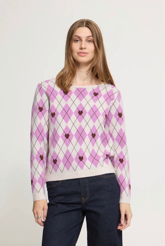 ICHI BRIELLE LS JUMPER - OATMEAL MELANGE / HARLEKIN