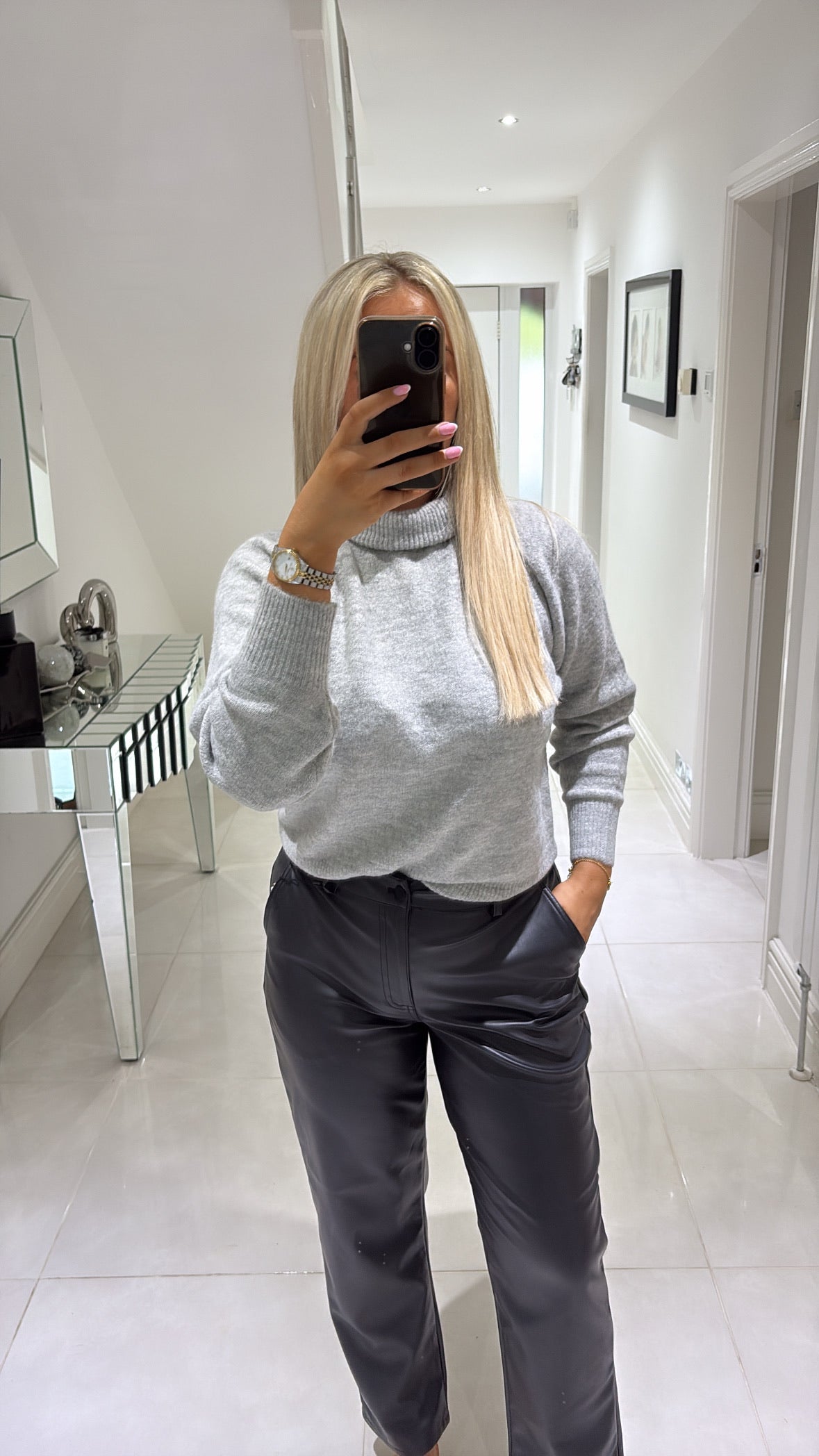 B YOUNG MONNA ROLLNECK - MID GREY MELANGE