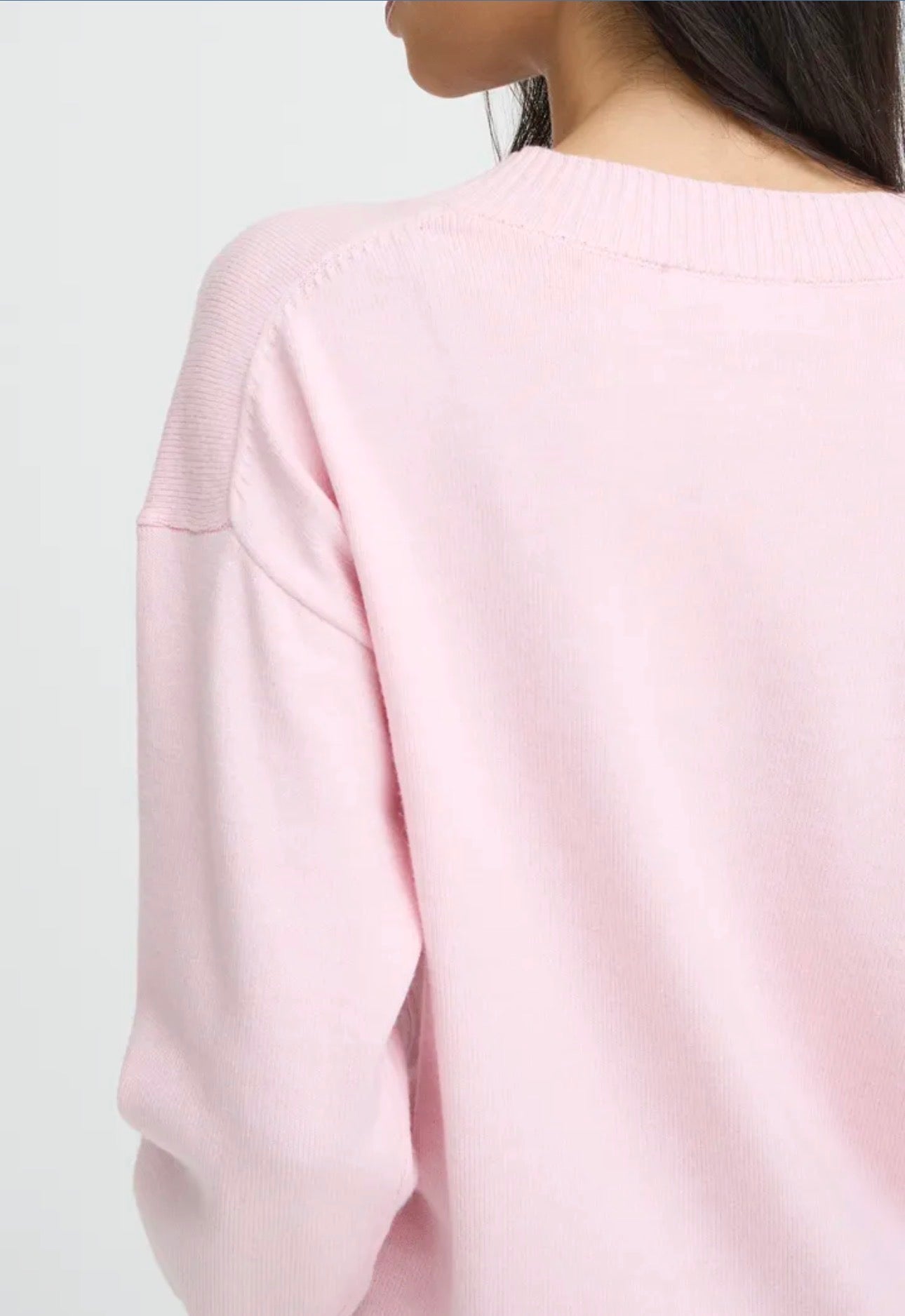 B Young Manina V neck Jumper 20818453 Parfait Pink Melange