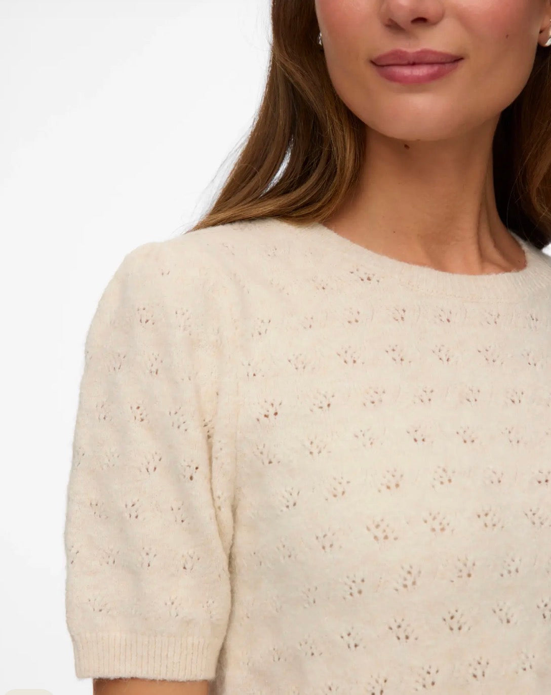 VERO MODA DOFFY STITCH 2/4 O-NECK PULLOVER BIRCH MELANGE