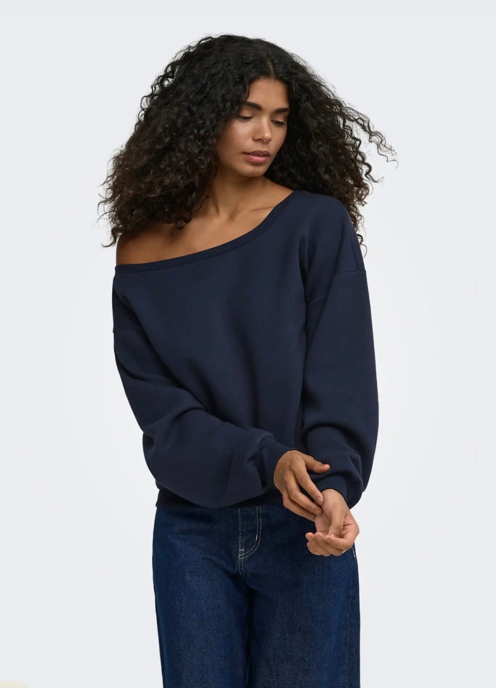 ONLY RHINA LS ONE SHOULDER SWEATSHIRT - NIGHT SKY