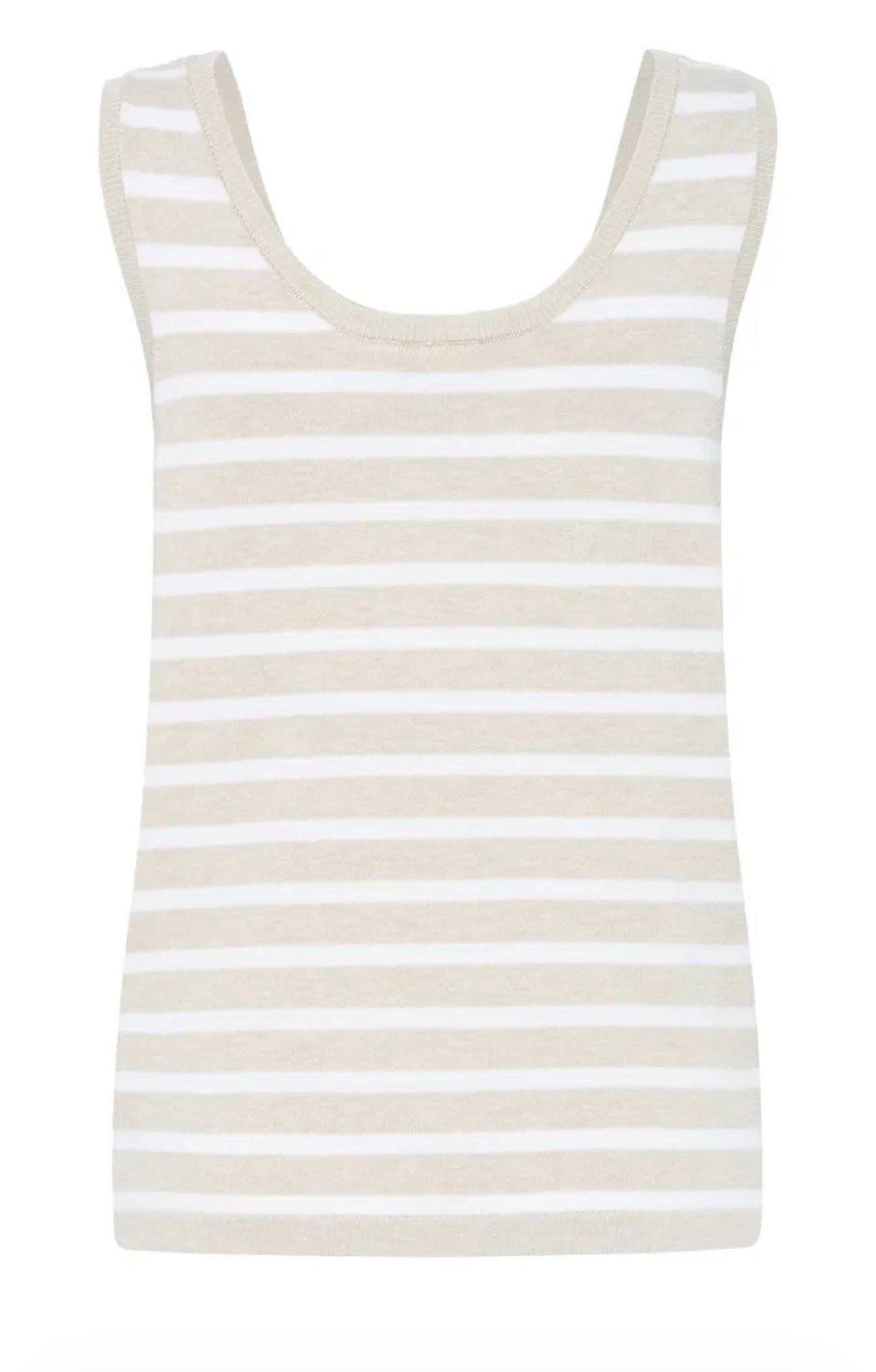 ICHI LULS VEST TOP 20125820 OATMEAL/WHITE STRIPE