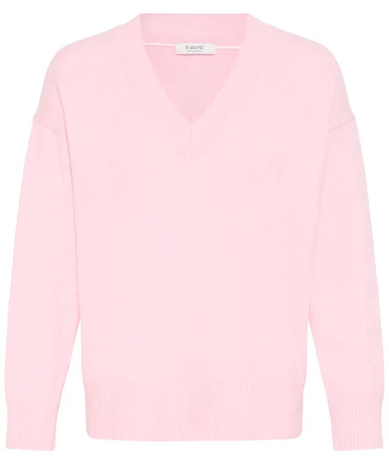 B Young Manina V neck Jumper 20818453 Parfait Pink Melange