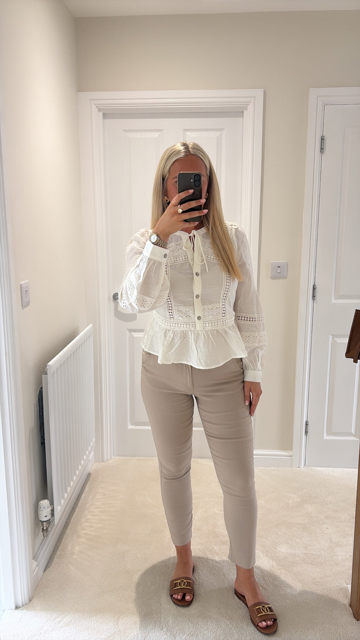 VERO MODA JULES LS TAPE TOP SNOW WHITE