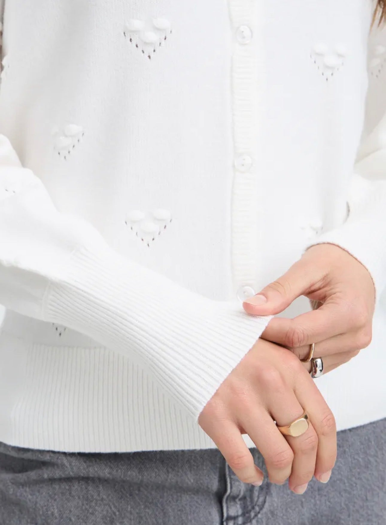 B YOUNG MANINA STRUCTURE CARDIGAN - MARSHMALLOW MELANGE