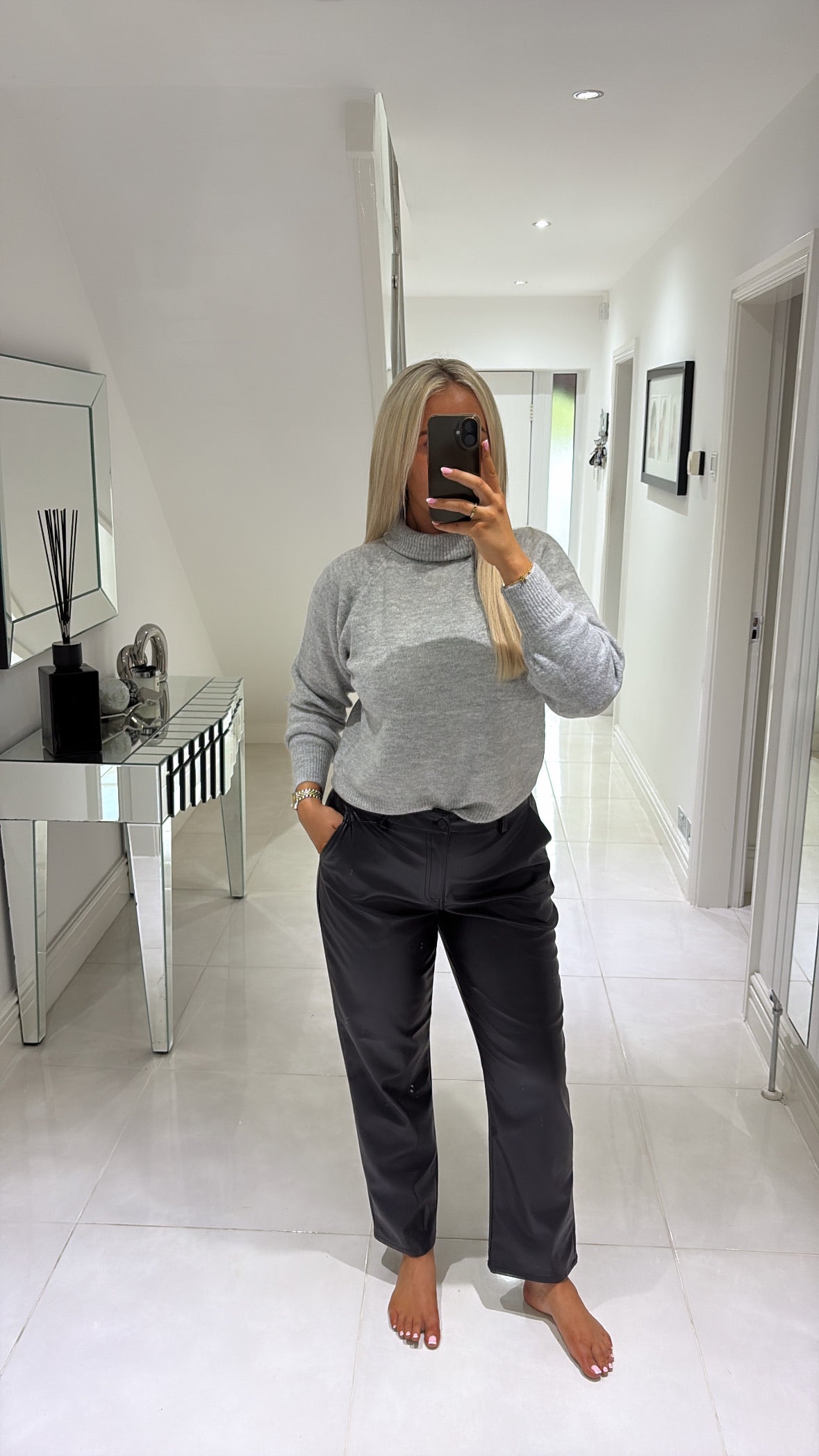 B YOUNG MONNA ROLLNECK - MID GREY MELANGE
