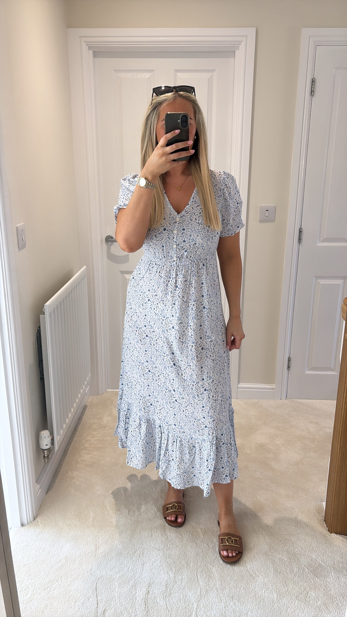ONLY CHIANTI SS LONG DRESS 15270519 CLOUD DANCER/ VIOLA FLOWER