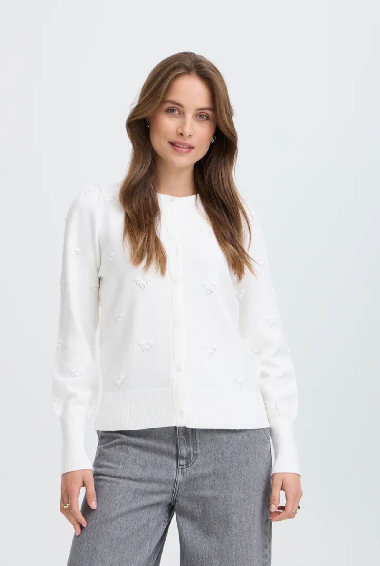 B YOUNG MANINA STRUCTURE CARDIGAN - MARSHMALLOW MELANGE