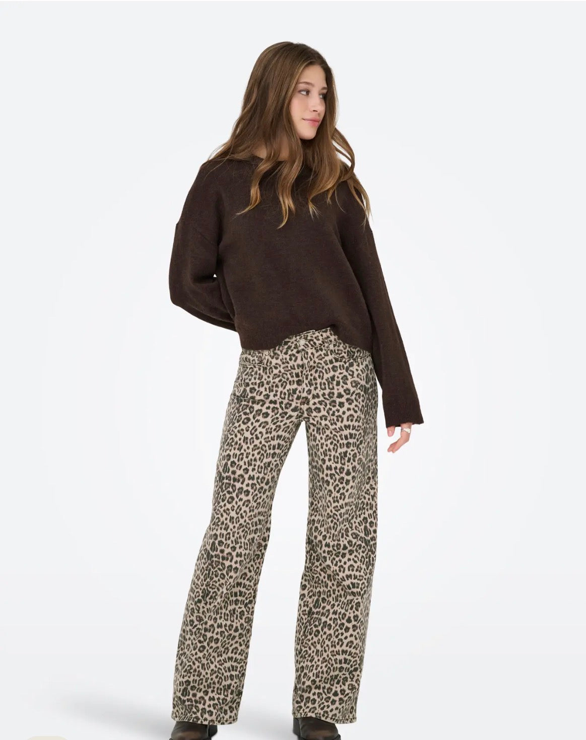 ONLY SIMONI LS O-NECK PULLOVER KNT - COFFEE BEAN MELANGE