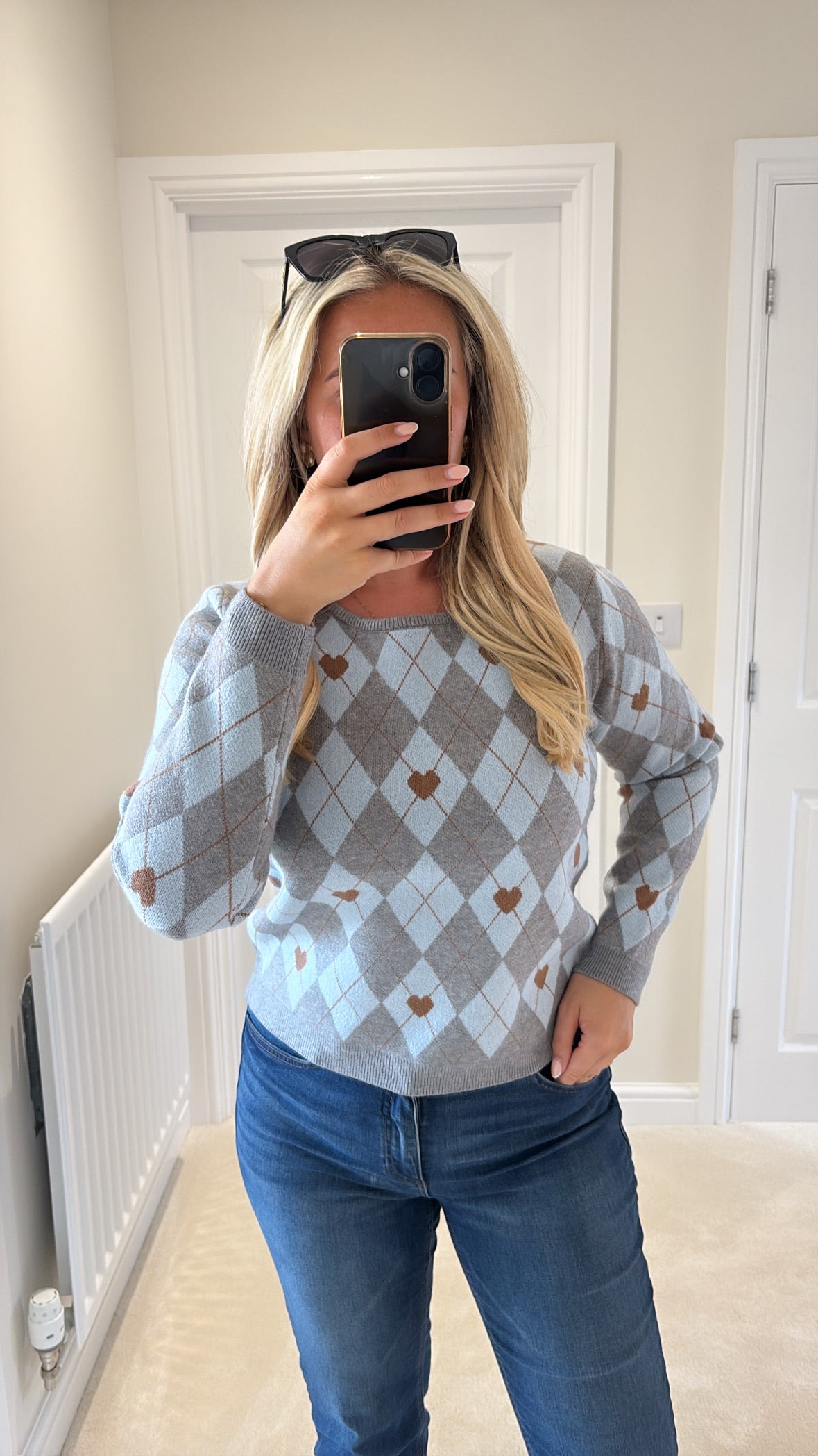ICHI BRIELLE LS JUMPER -GREY MELANGE / HARLEKIN