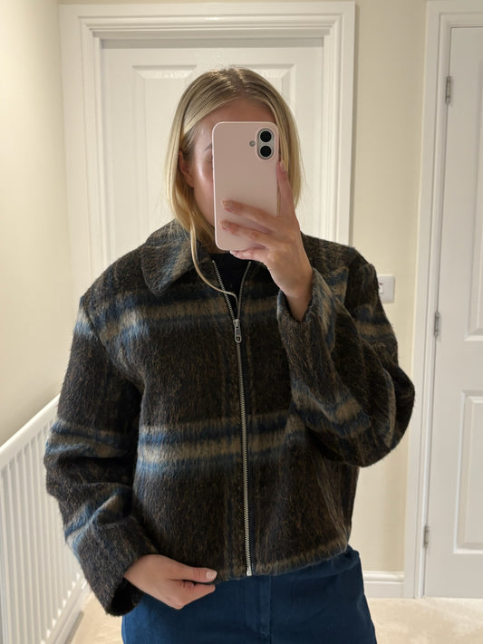 ONLY KATE CHECK JACKET - COFFEE BEAN