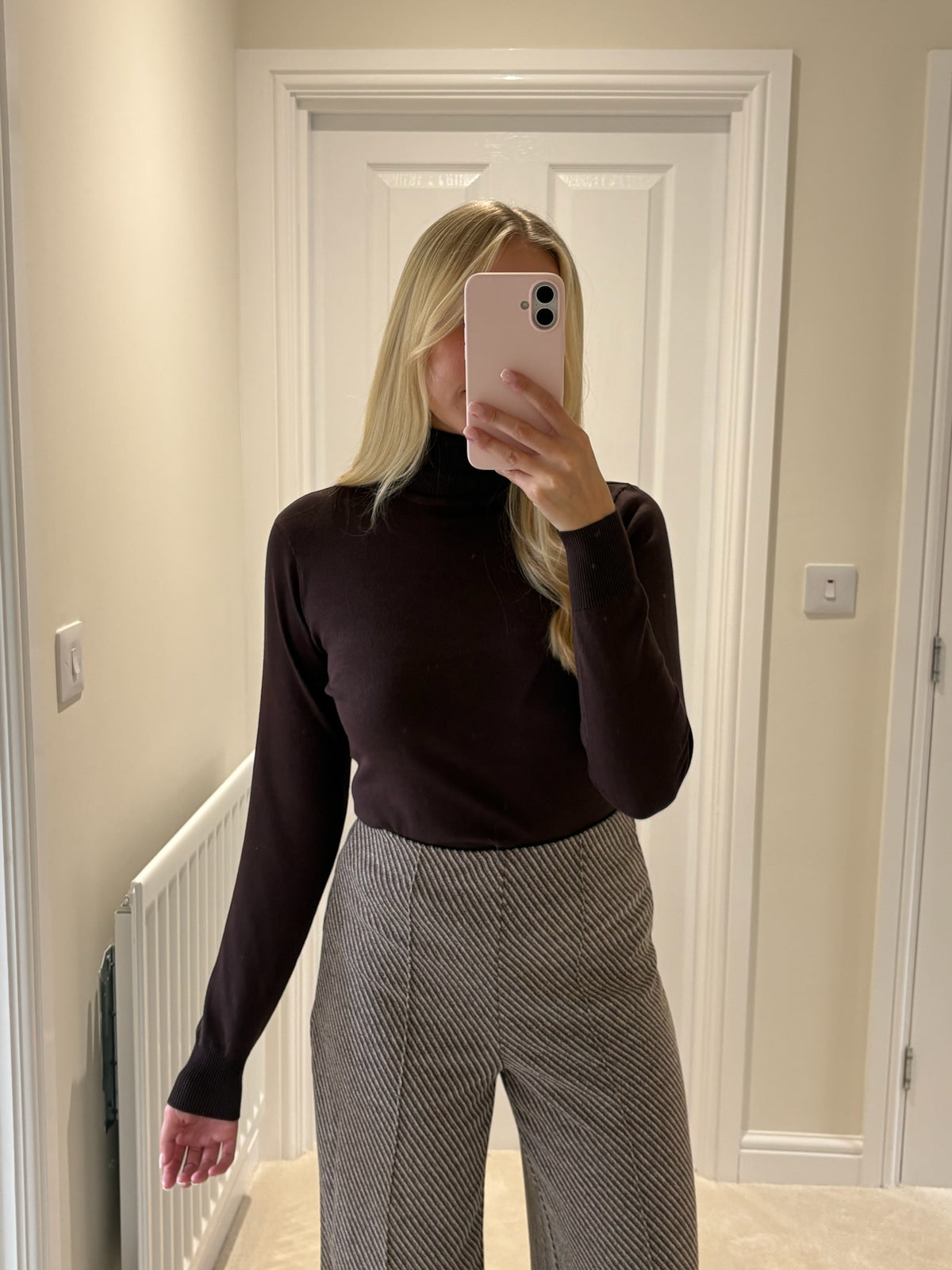 ICHI KATE TWILLISH WIDE LEG TROUSERS - JAVA/ALMOND MILK