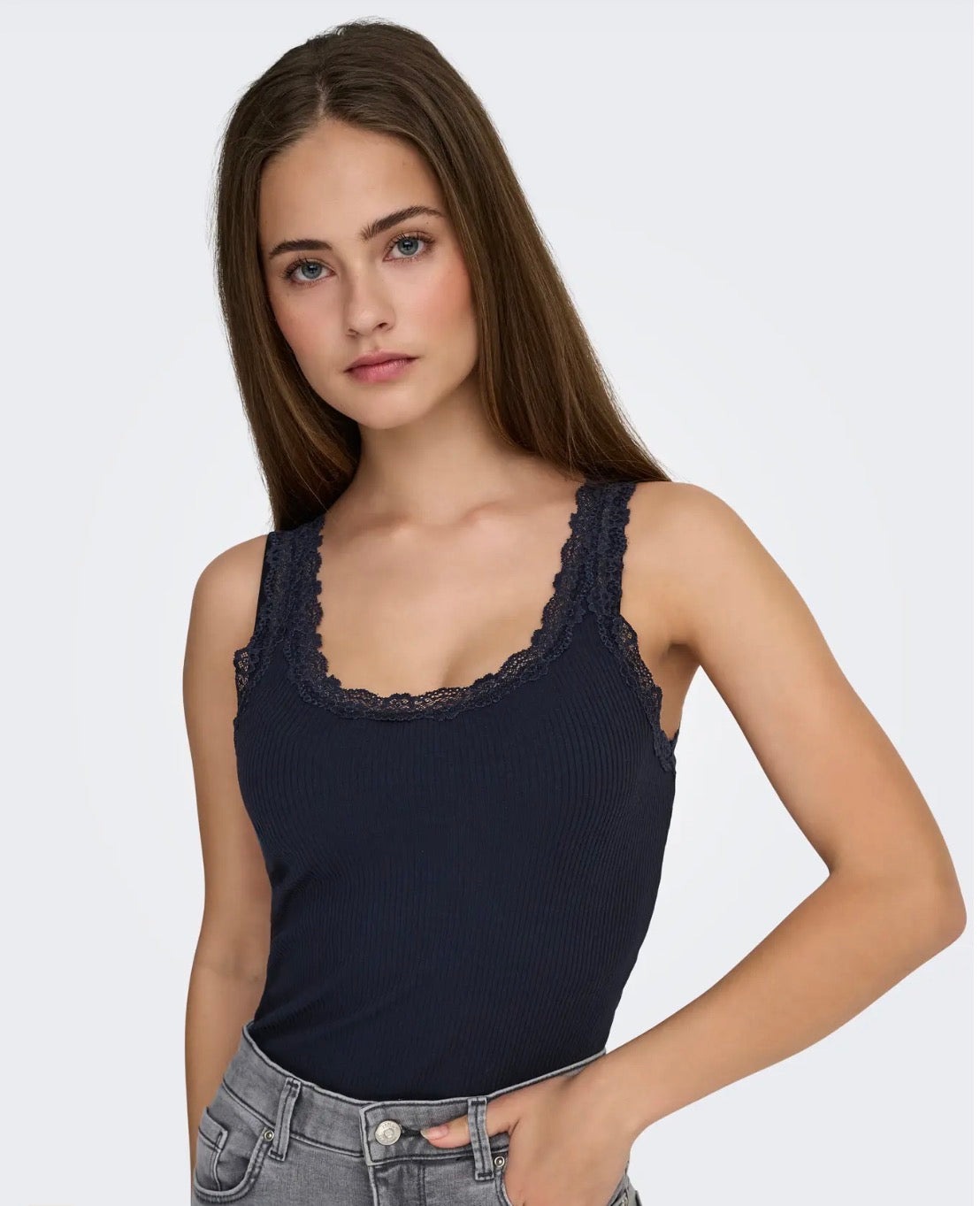 ONLY SARA SHARAI VEST TOP in NIGHT SKY NAVY