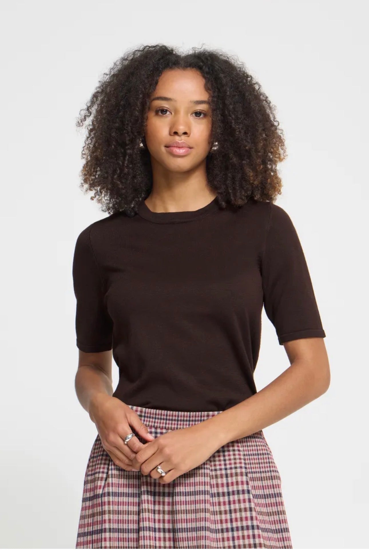 ICHI LULS O-NECK SS PULLOVER - CHOCOLATE TORTE