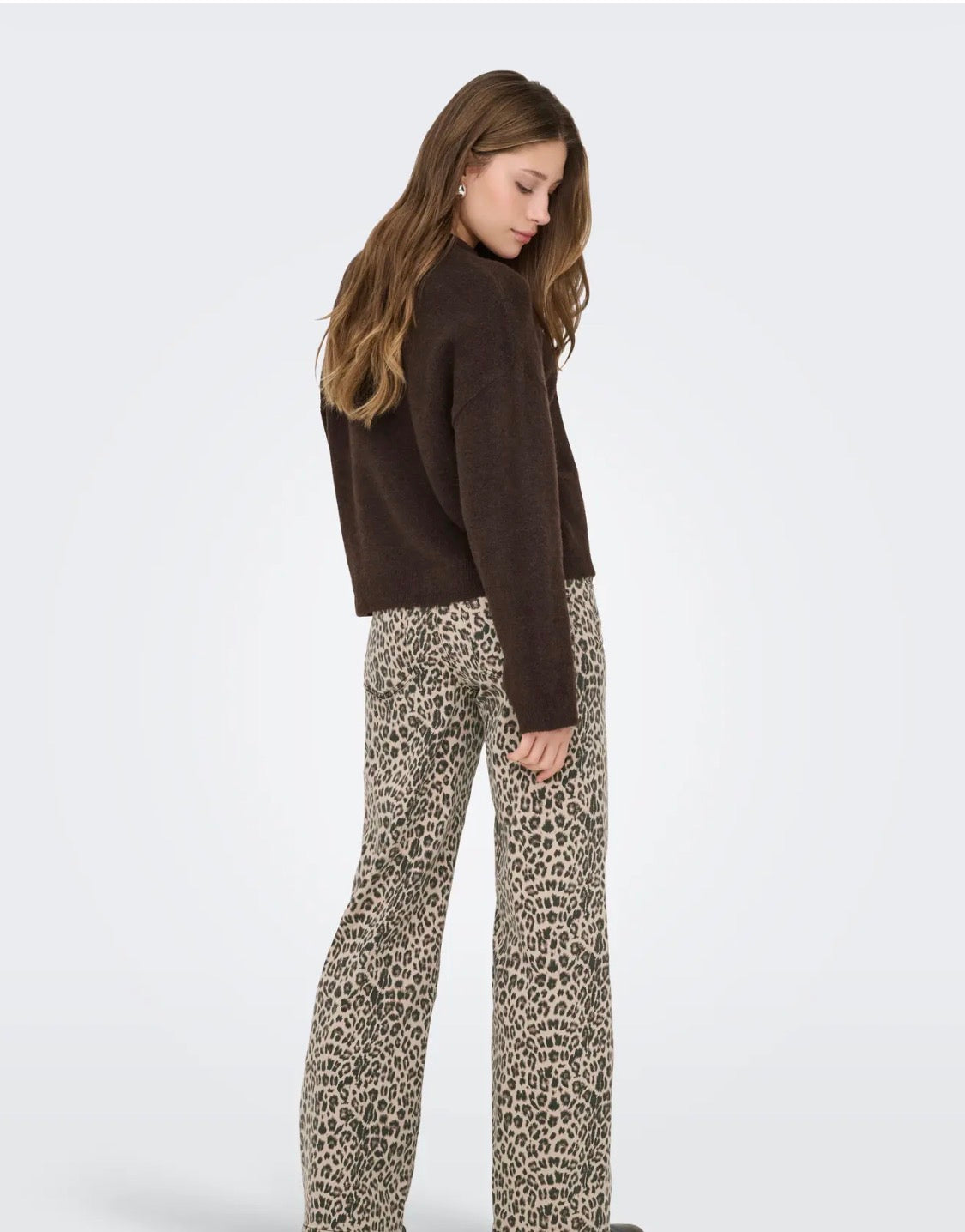 ONLY SIMONI LS O-NECK PULLOVER KNT - COFFEE BEAN MELANGE