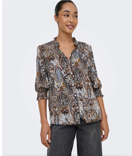 ONLY RAYA 3/4 SHIRT - CHICORY COFFEE