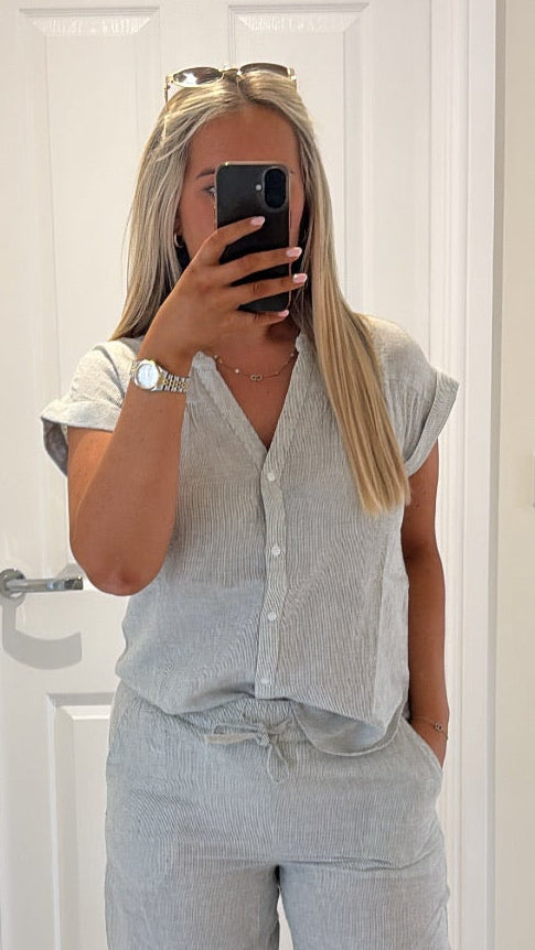 B YOUNG IZOLA SHIRT in VETIVER STRIPE