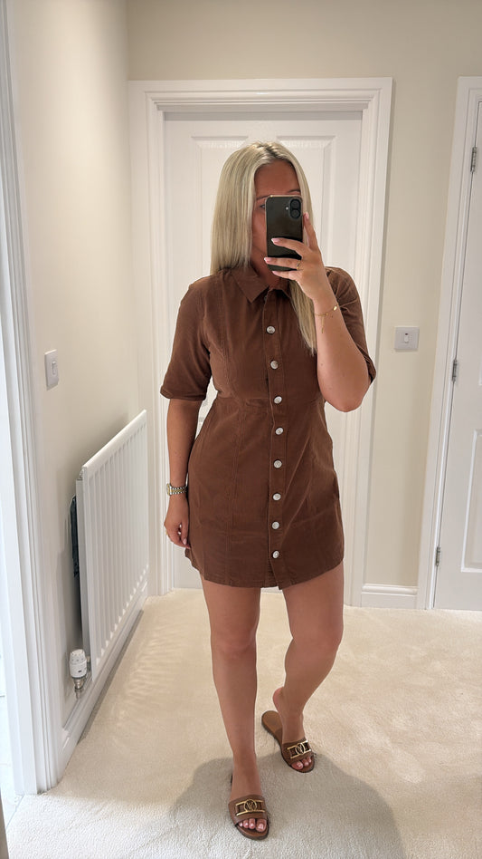 ONLY LAIME 2/4 SHORT CORD DRESS BISON
