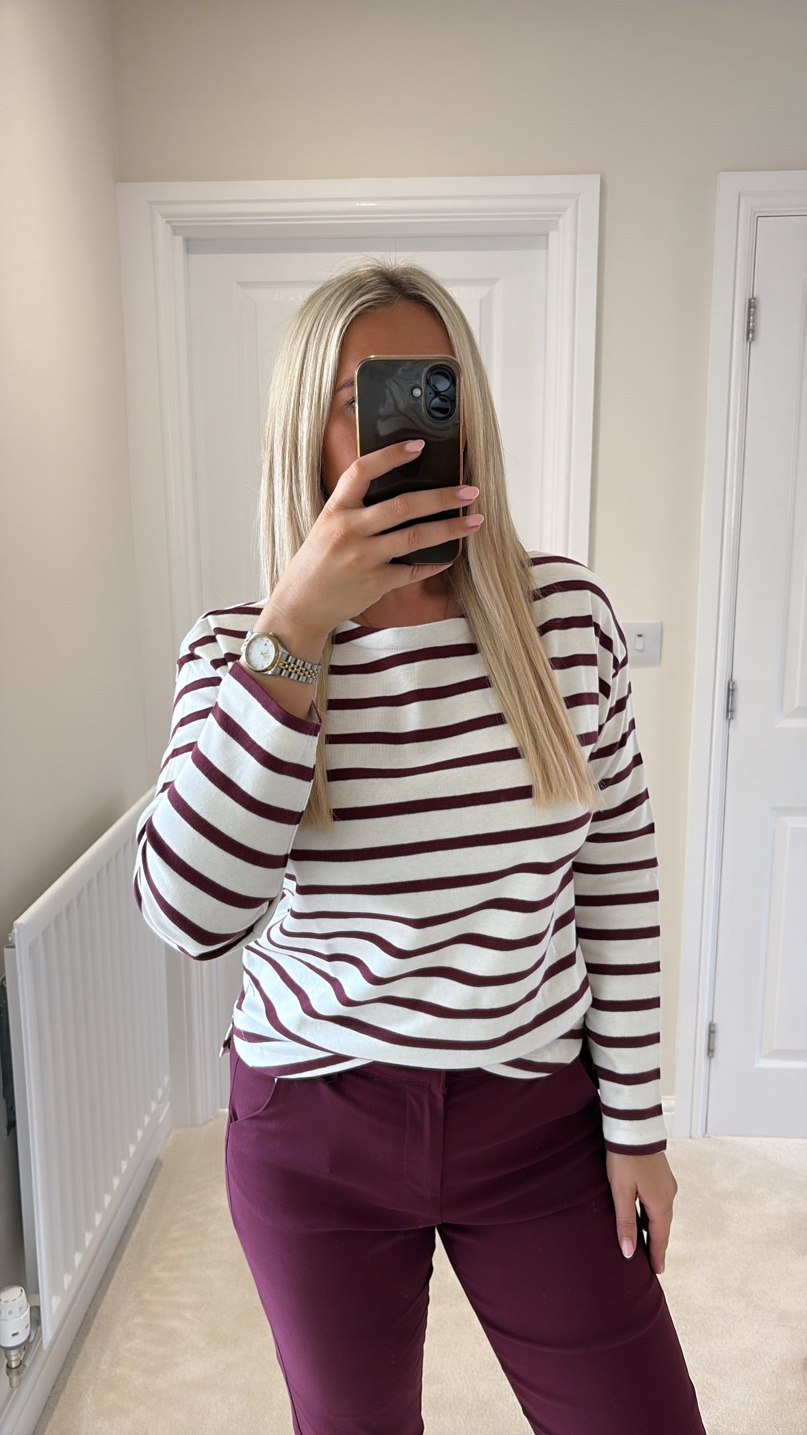 B YOUNG RAMSI PULLOVER - FIG STRIPE