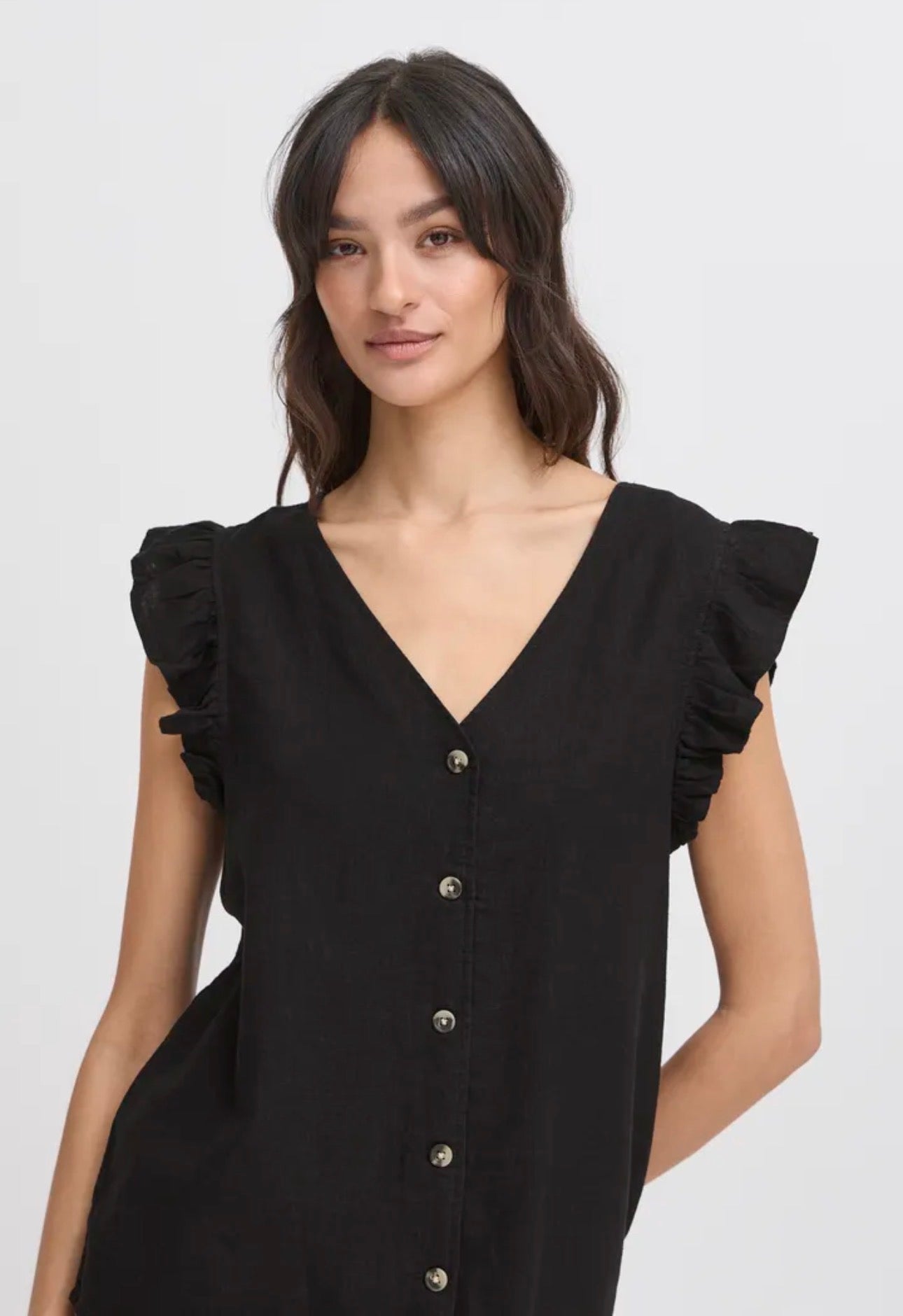 B YOUNG FALAKKA RUFFLE SHIRT 20816604 BLACK